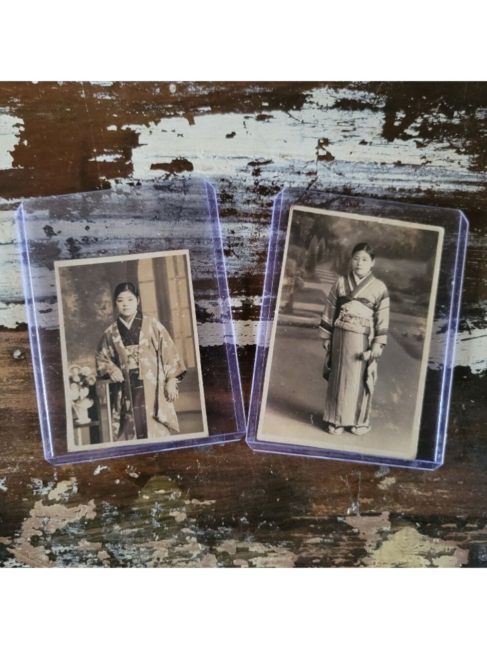 Antique Black-And-White Pre-WWII Japanese Women In Kimonos Photograph Set